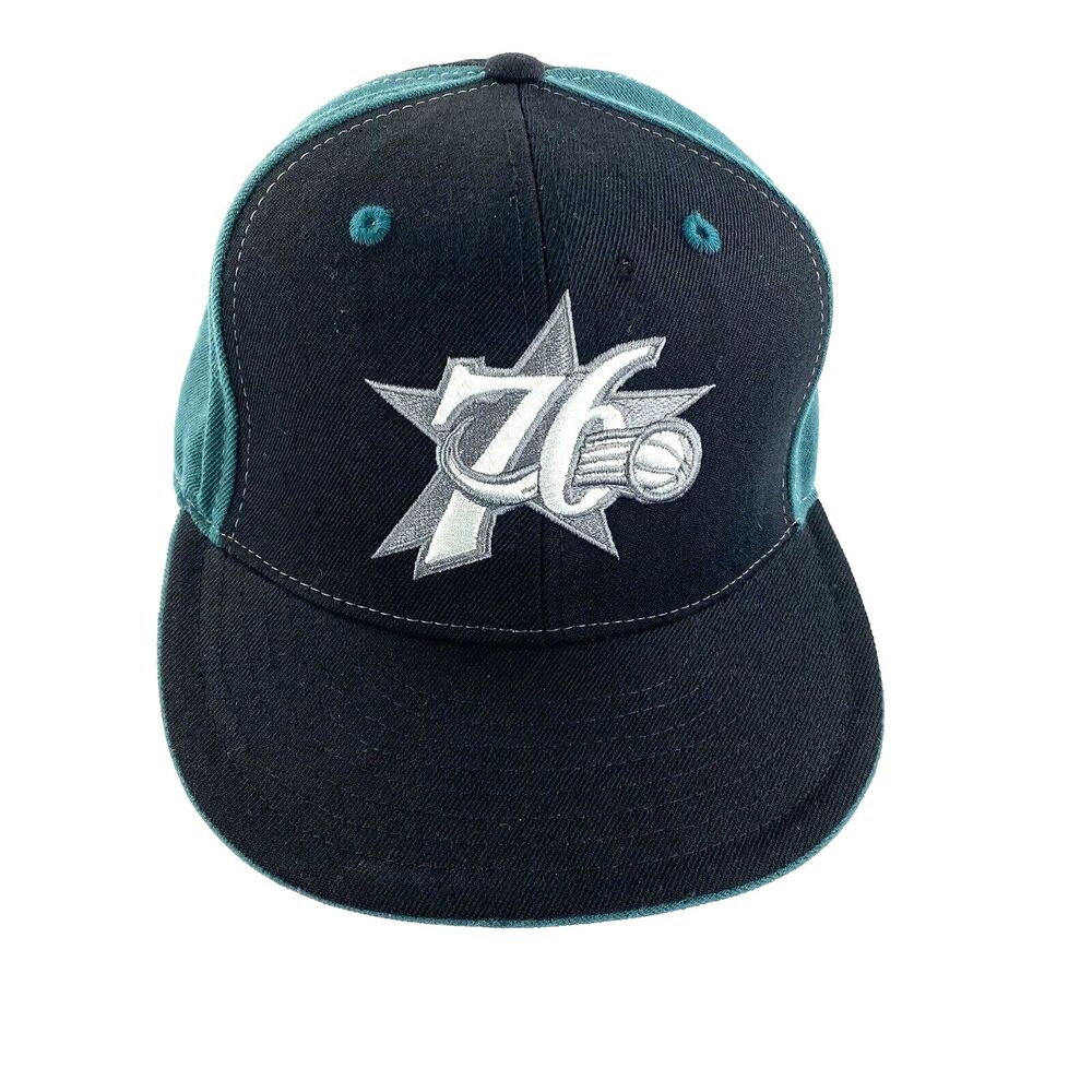 Reebok Ball Cap 7 5/8 Fitted Black Green Philadelphia 76ers Basketball Apparel